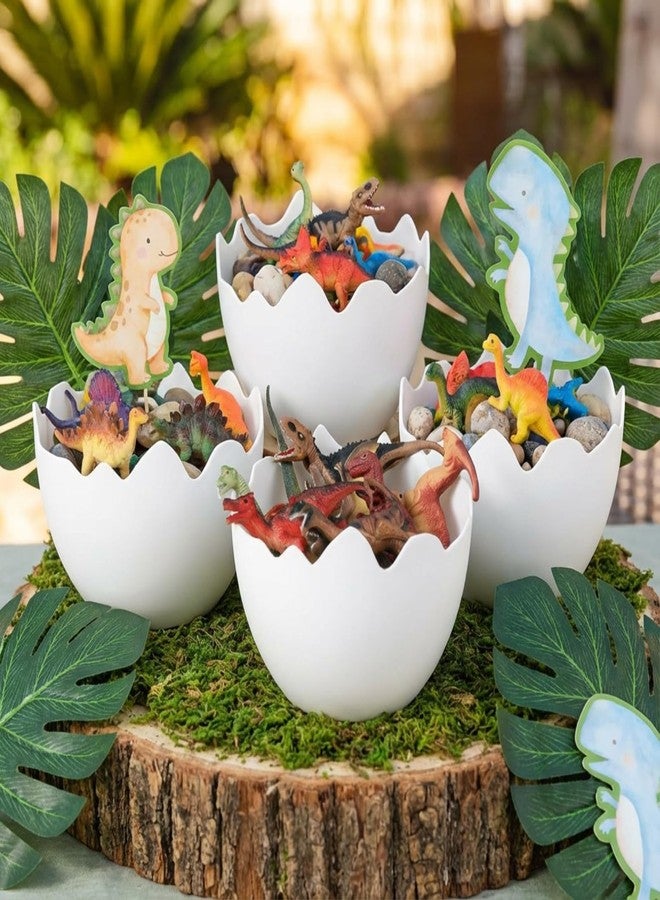 AceOrbit Dinosaur Themed Party Decorations Easter Table Centerpiece 4 Plastic Egg Shape Vases Treat Boxes Snack Trays for Adult Dinosaur Birthday Themed Party Supplies - Image 2
